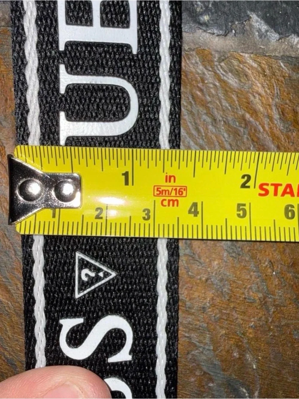 GUESS Black Webbing Belt with White Logo Trim